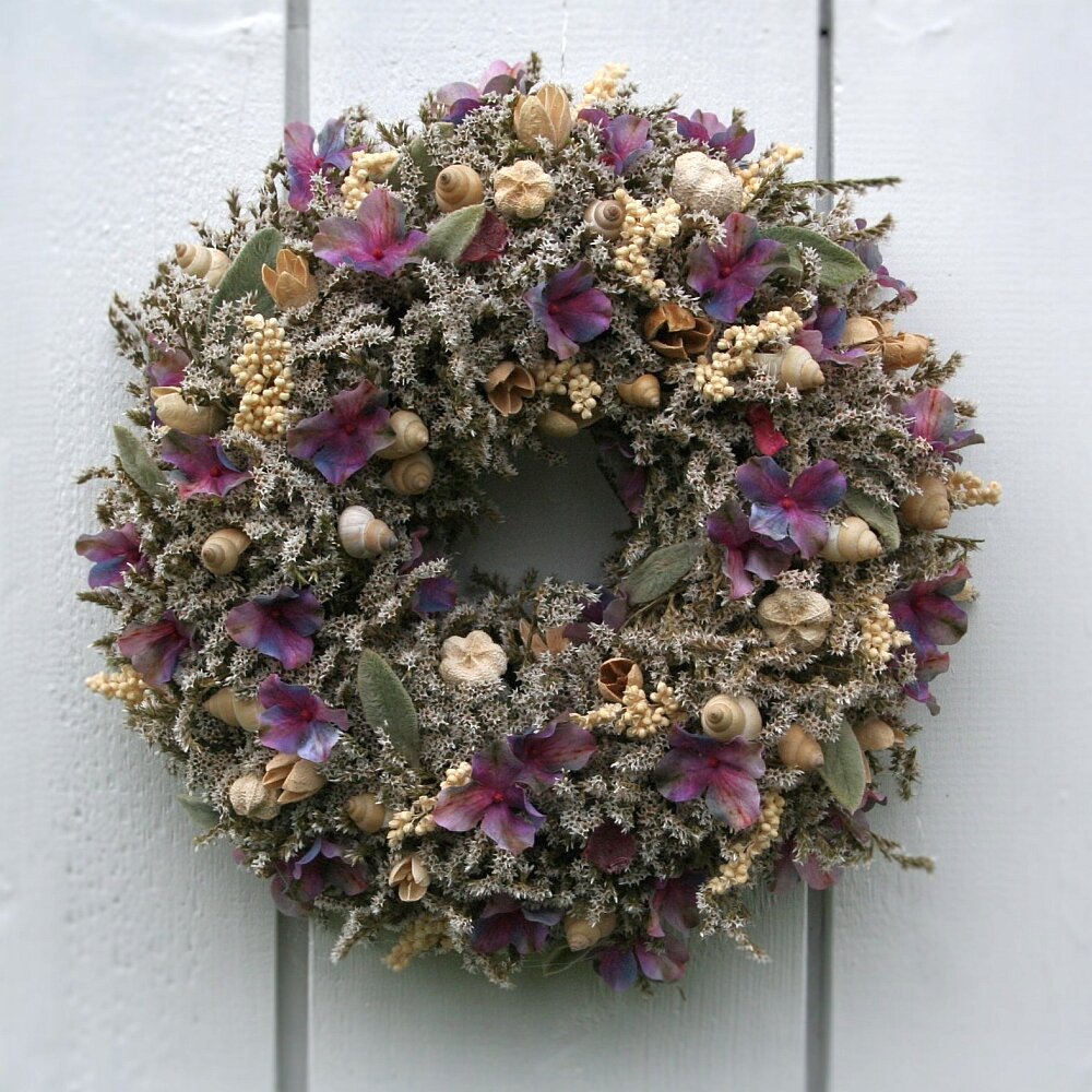 Türkranz Statice und Naturmaterialien lila 30 cm