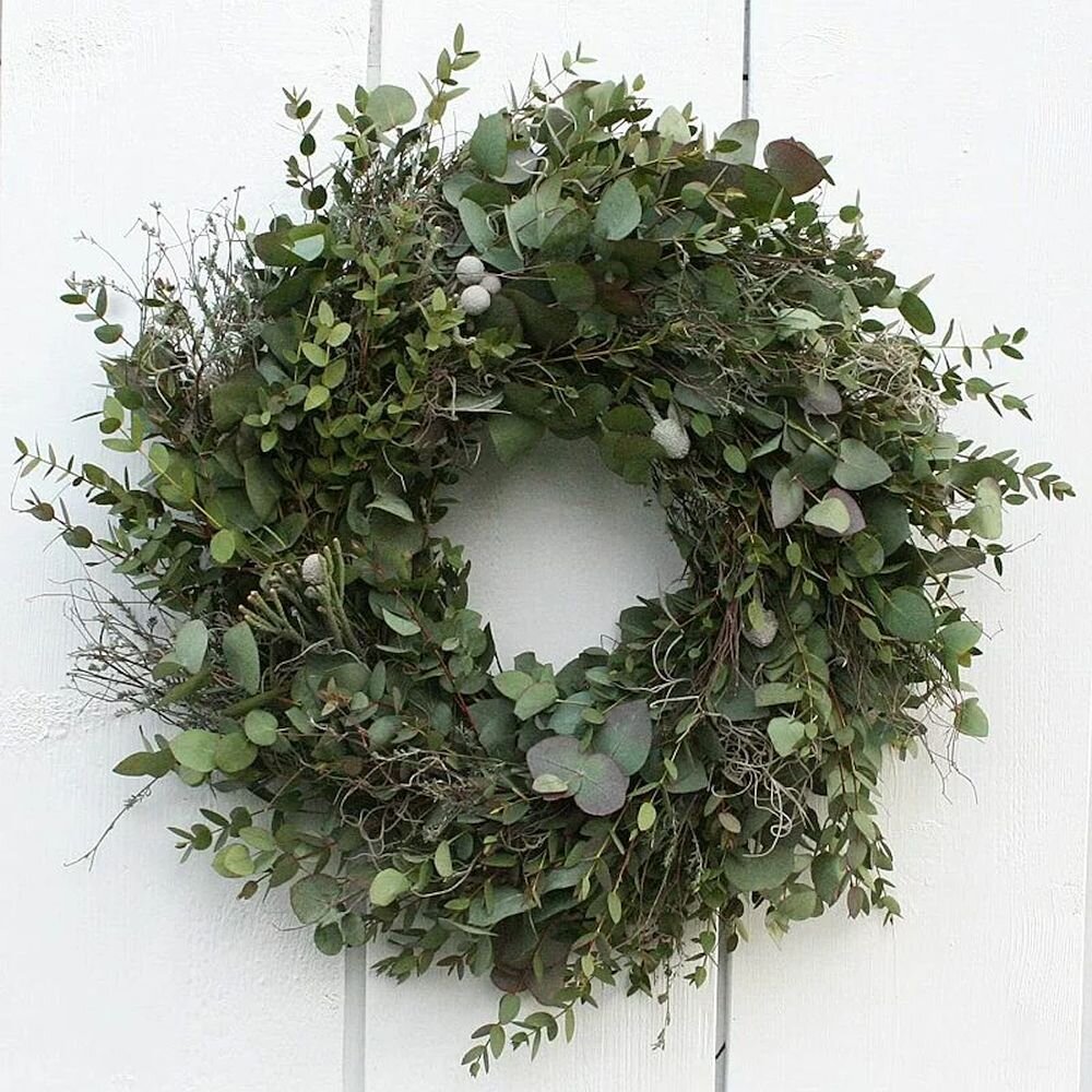 Adventskranz mit Eucalyptus und Thymian frisch gebunden 42 cm