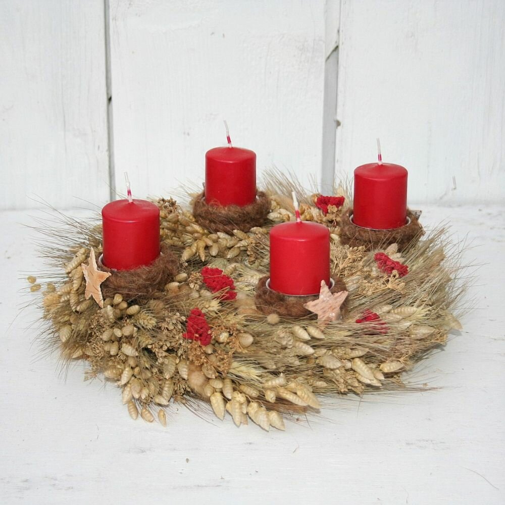 Adventskranz &quot;Weihnachtszauber&quot; mit Naturmaterialien und Kerzen 30 cm