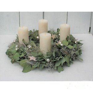 adventskranz getrocknet mit eucalyptus silber kugeln und...