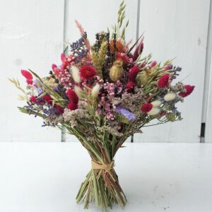 Handgefertigter Trockenblumenstrauß "Blütenreigen" mit Lavendel, Phalaris, Statice und mehr