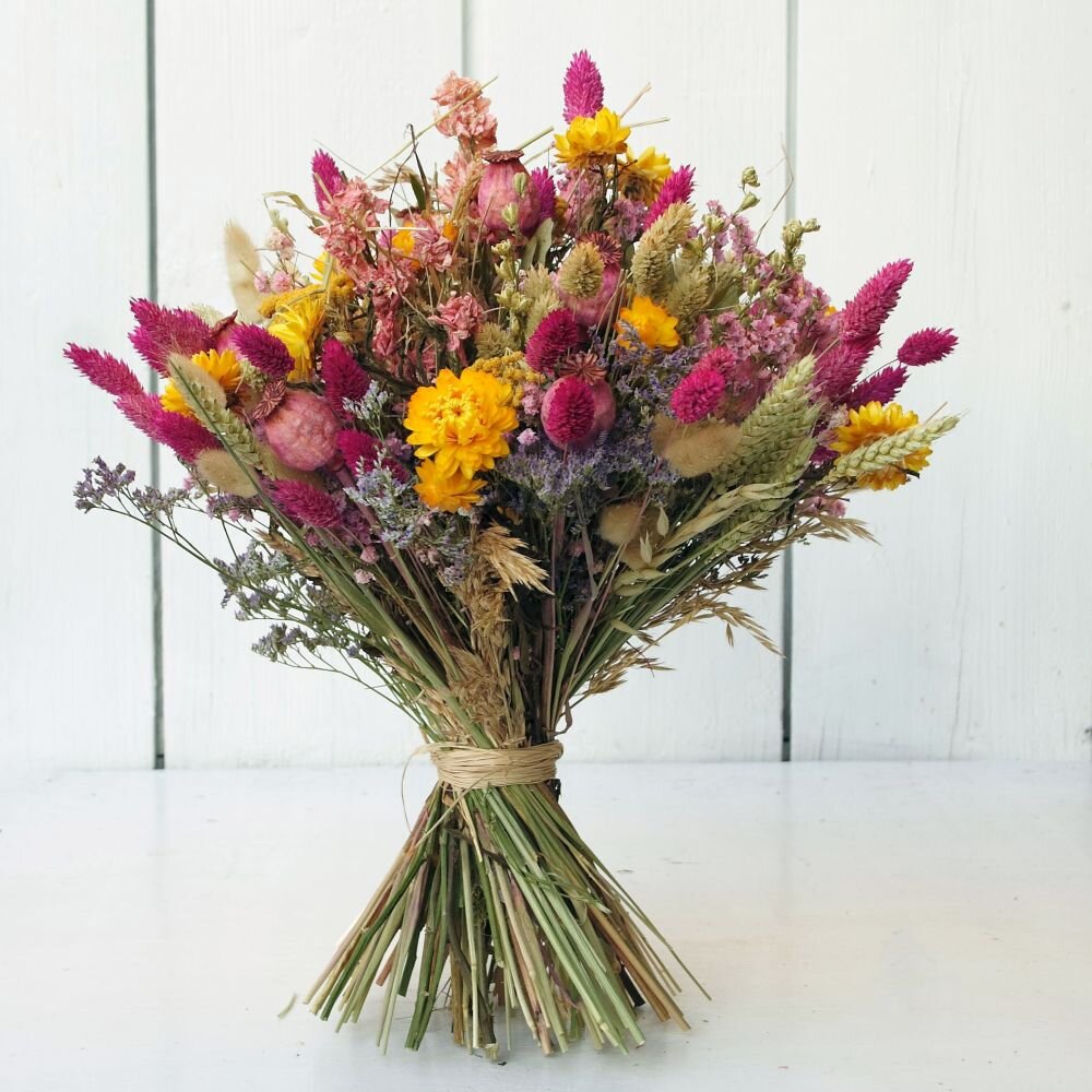 Trockenblumenstrauß im Boho Stil – bunte Sommer Deko & Geschenkidee