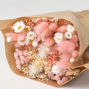 Trockenblumenstrauß in zartrosa Farben 40 cm