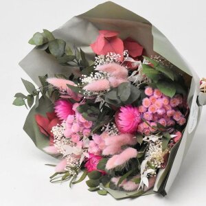 Trockenblumenstrauß mit rosa Phalaris 40 cm