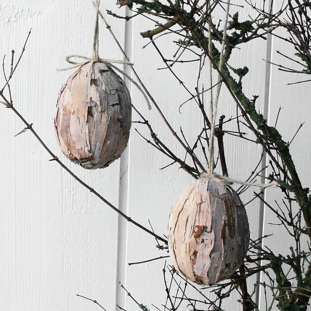 2 x Ostereier aus Birkenrinde – Natürliche Osterdeko