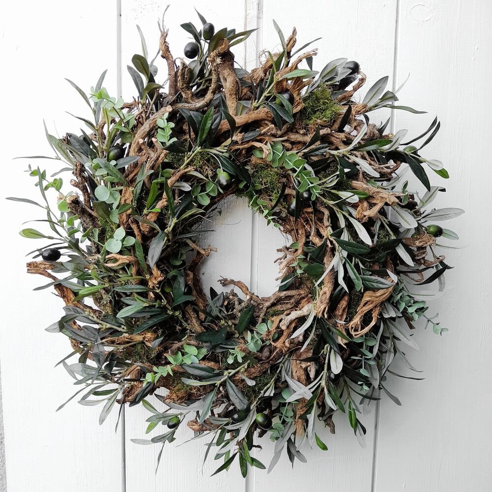 Türkranz "Mediteranee" mit künstlichen Oliven und Eukalyptus