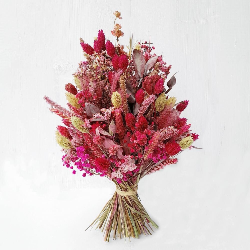 Trockenblumenstrauß „Sommertraum“ – Handgemachte Naturdeko in pink - rosa - natur