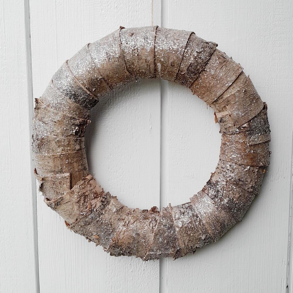 DIY-Birkenkranz mit Glitzer Ø 30 cm – natürlicher Kranz zum Dekorieren