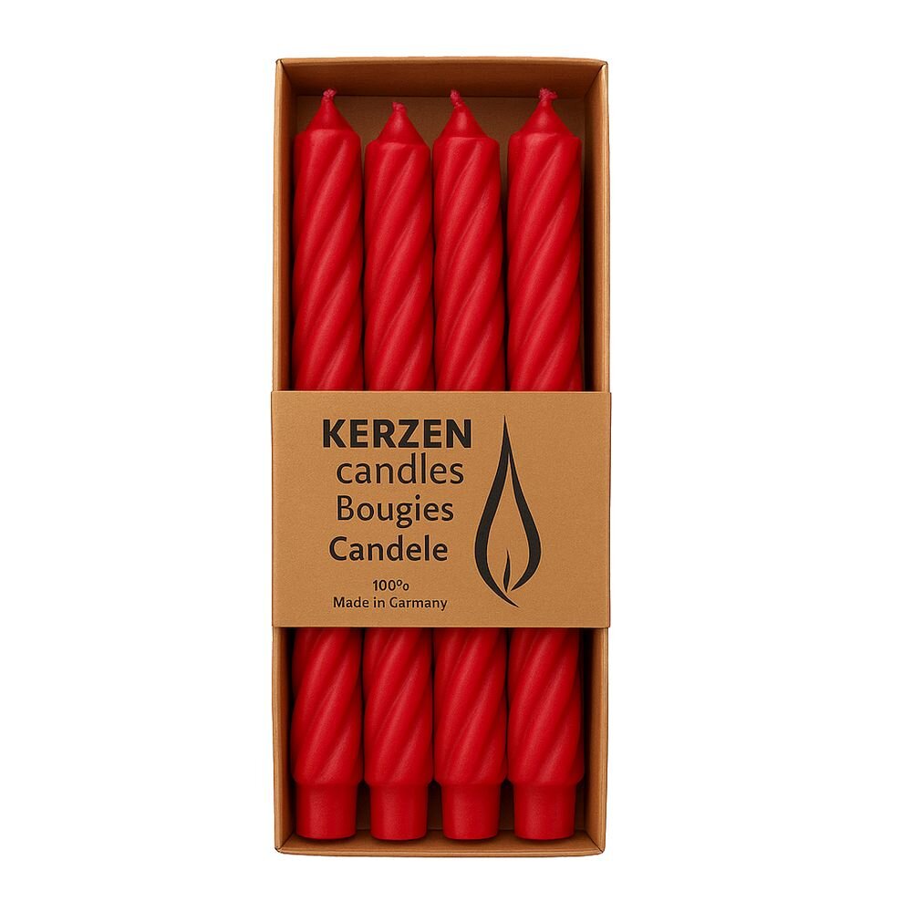 4 x Stilvoll gedrehte Stabkerzen