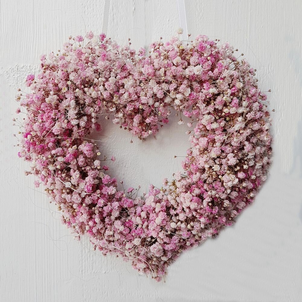 Türkranz Herz mit rosa Schleierkraut 32 cm