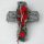 Grabschmuck Kreuz mit roten Rosen – Andenken im Shabby Chic Stil