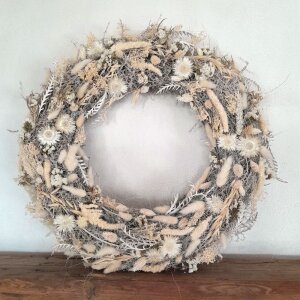 Shabby Chic Trockenblumenkranz weiß –...