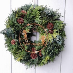 Adventskranz "Frohe Weihnachten" mit frischem...