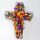 Handgefertigtes Grabkreuz aus Trockenblumen – farbenfroher Grabschmuck