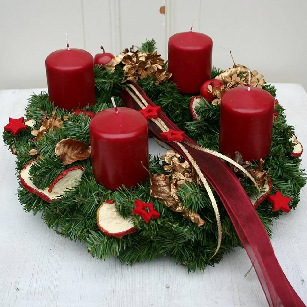 Adventsgesteck Teelichtmanschette Kerzenrahmen Weihnachten Advent